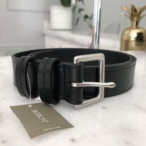 J. Crew Men's Italian Black Leather Belt Sz32 NWT